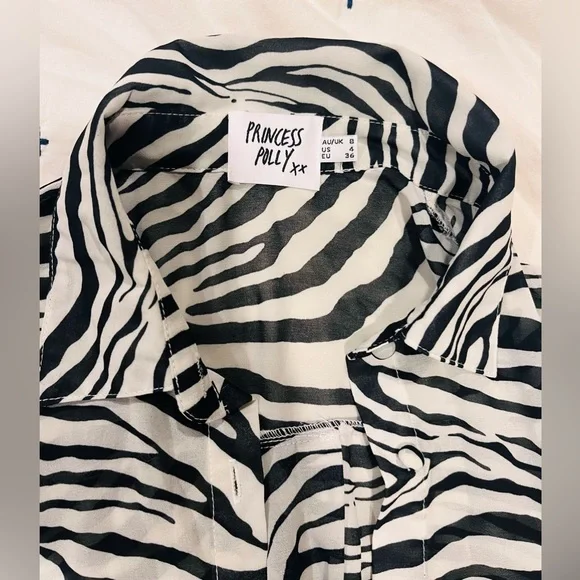 Princess Polly Sheer 🦓 Print Button Down Shirt - Picture 2 of 4